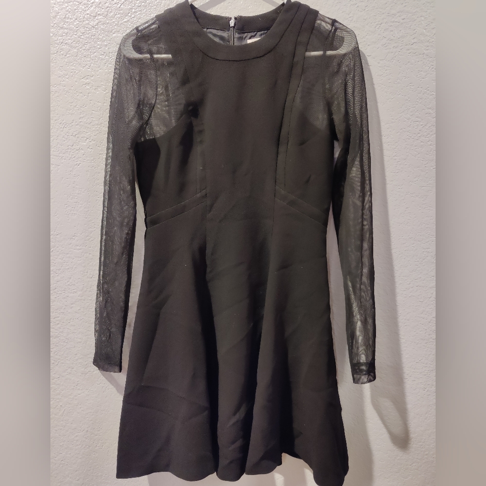 Women's Black Sheer Long Sleeve Dress Size 6